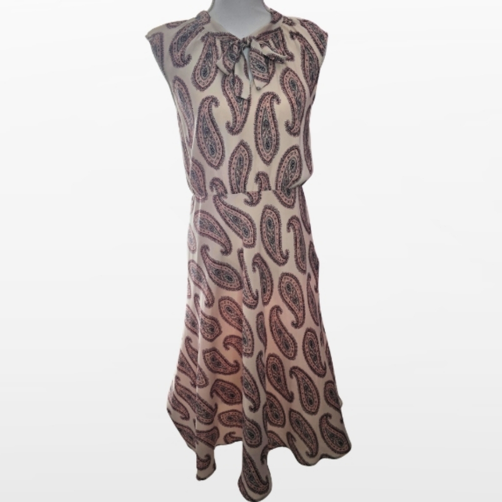 Ann Taylor Tie Neck Paisley Midi Dress 6P